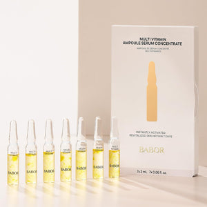 BABOR Multi Vitamin Ampoule Concentrate, Revitalize Dull Tired Skin, Vitamin A Increases Radiance, Vitamin C Evens Tone, Niacinamide Supports Skin Barrier, Vitamin Skincare Capsules, 7 Treatments