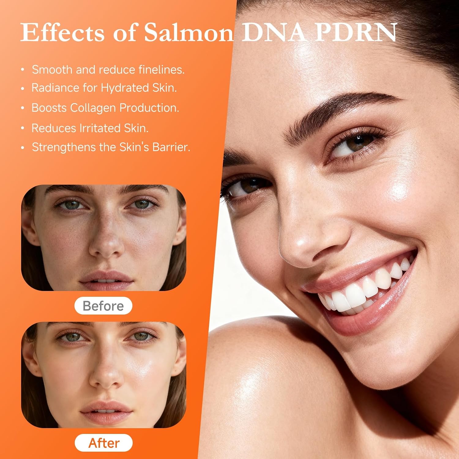 Salmon DNA PDRN Serum for Face – Anti-Aging Korean Skincare Ampoule with Collagen, Glutathione & Hyaluronic Acid for Deep Hydration, Firming & Brightening, 2 mL x 15 Vials