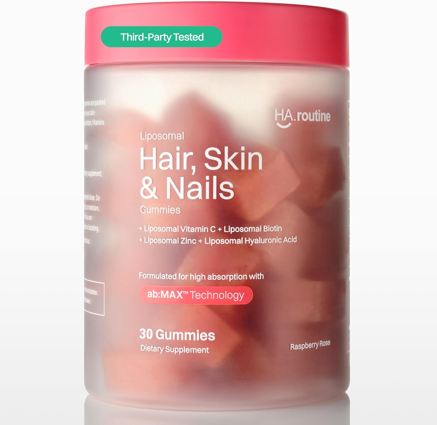 Haroutine Liposomal Hair, Skin & Nails Gummies, 2500 mcg Liposomal Biotin, 1200 mcg Vitamin A, 2 mg Vitamin E, Healthy Hair, Nail Strengthener, Skin Support - 30 Servings Raspberry Rose Flavor