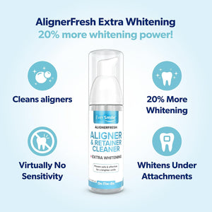 EverSmile AlignerFresh Extra Whitening Foam – Cleaner Compatible w/Invisalign and All Clear Aligners and Retainers – Eliminates Bacteria, Whitens Teeth, Fights Bad Breath – 50ml (1 Pack)