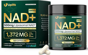 UPLIFE NAD+ Supplement 1,372mg Liposomal NAD+ with CoQ10, Resveratrol, Spermidine, L-Theanine, Apigenin & PQQ NMNH Alternative Booster for Cellular Energy, Healthy Aging, Immune Health 120 Capsules