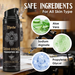 Pjordo Tattoo Stencil Transfer Gel Solution, Tattoo Stencil Gel, Tattoo Transfer Gel for Transfer Stickers Paper Machine Stencils, Stencil Gel Vacuum Bottle Designed for Professional & Clear Transfer