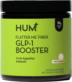 HUM Flatter Me Fiber Supplement for Women & Men, Prebiotics & Digestive Enzymes to Support Weight & Bloating, Digestive & Gut Health, Fiber Powder Drink Mix, Strawberry Lemon - 10 Servings