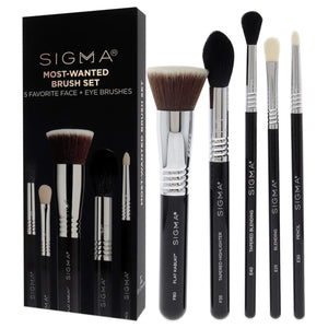 SIGMA Beauty Most Wanted Makeup Brush Set – Set of 5 Favorite Makeup Brushes for Foundation, Highlighter, Eyeshadow, Pencil Liner, and Blending (5 pcs)