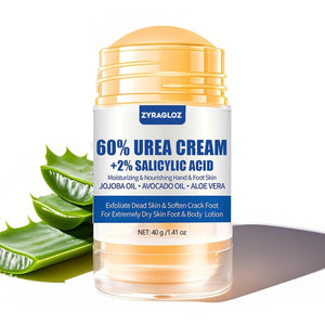 Urea Cream Stick 60% plus 2% Salicylic Acid, 2PCS Maximum Strength Urea Cream for Feet, Foot Lotion Stick for Cracked Heels, Dry Hands & Rough Knees, Callus Remover & Skin Softener, Soften Dead Skin