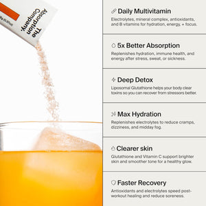 The Absorption Company Electrolyte Powder Packets - Workout Recovery & Hydration Drink Mix with Liposomal Glutathione, Vitamin C & Methylated B Vitamins - Mango Lemonade (14 Sticks)