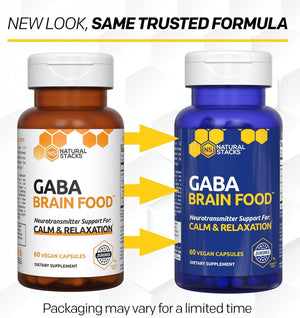 GABA Brain Food - GABA Supplement with L-Citrulline & Grape Seed Extract - Supports Calm & Relaxation - Nighttime Sleep Aid - Supports Production of Gamma Aminobutyric Acid - 120 L-Citrulline Capsules