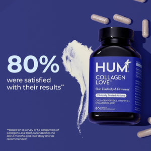HUM Collagen Love Skin Supplement, Collagen Peptides Capsules with Hyaluronic Acid & Vitamin C, Supports Firm Skin & Helps Minimize Signs of Aging, Supplements for Women and Men, 90 Capsules