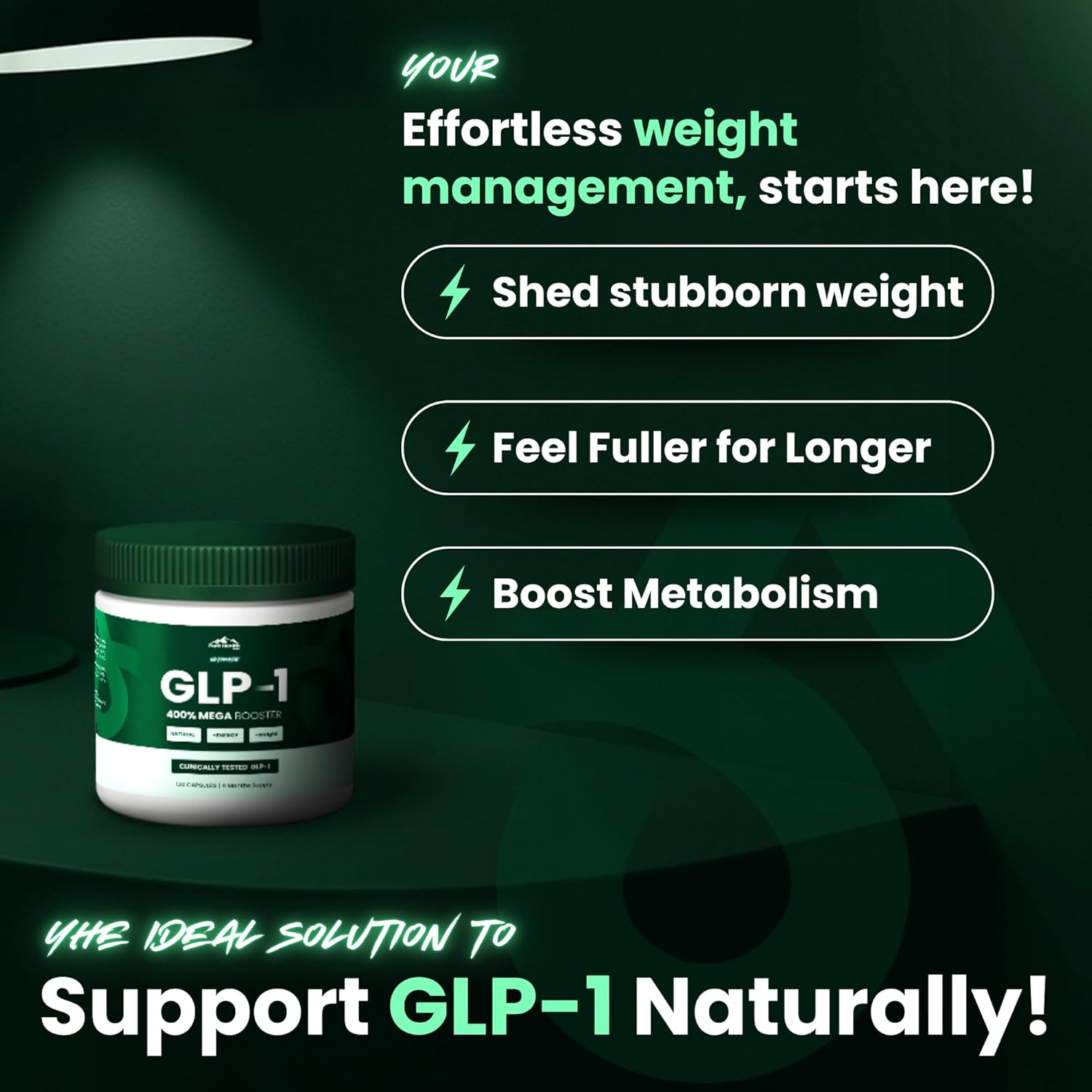 PURE HEALTH MAX Ultimate GLP-1 Supplement for Men and Women, Akkermansia Probiotic - Natural GLP1 Supplements | 120 Tablets, 4 Months Supply