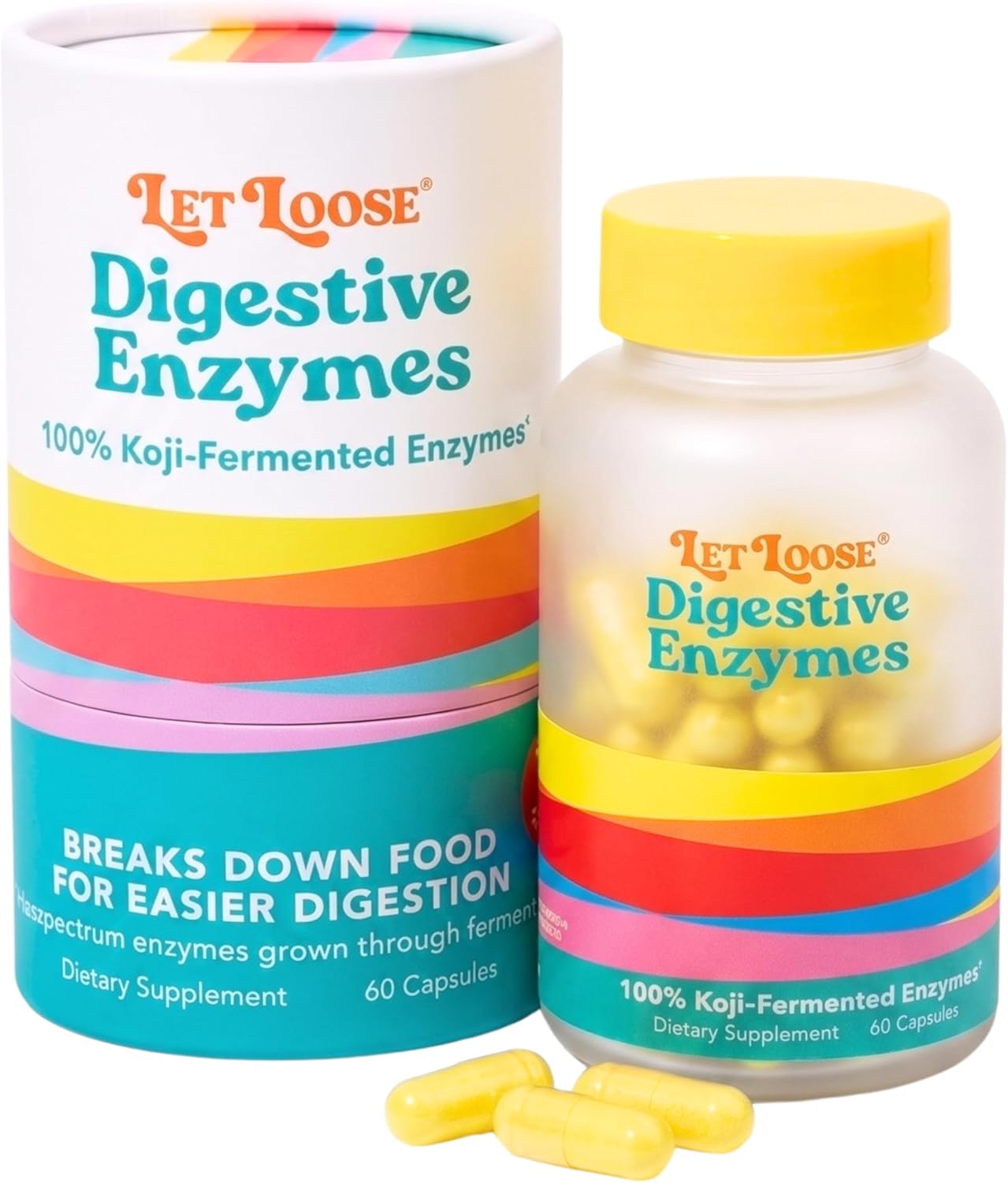 Koji Digestive Enzymes - Supplement for Bloating Relief for Women & Men, Nutrient Absorption & Gut Health Support, Breaks Down Protein, Carbs & Fats, 60 Capsules (30-Day Supply)