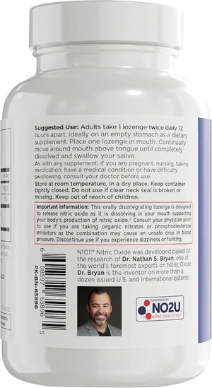N1O1 Nitric Oxide Lozenges for Heart Health Support - Dietary Supplement for Blood Flow, Oxygenation and Blood Pressure - 180 Count