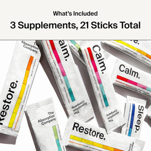 The Absorption Company Variety Pack Bundle – Sleep Aid, Electrolyte Recovery & Calm Supplement Drink Mixes - Chamomile, Mango & Watermelon Lemonade – Highly Absorbable Supplements - 21 Servings