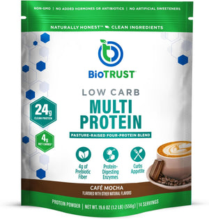 BioTrust Low Carb Protein Powder - Natural and Delicious Whey & Casein Blend from Grass-Fed Hormone Free Cows - Non GMO, Soy Free, Gluten Free, Hormone Free (Vanilla)