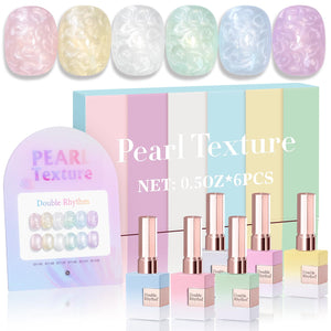 Double Rhythm 6 Pcs 15 ML Gel Polish Set Same Color Same Bottle Soak Off Gel Polish Kit Nail Art Manicure Salon DIY at Home for Women (Jelly Burgundy Red Glitter Silver -T6-56)