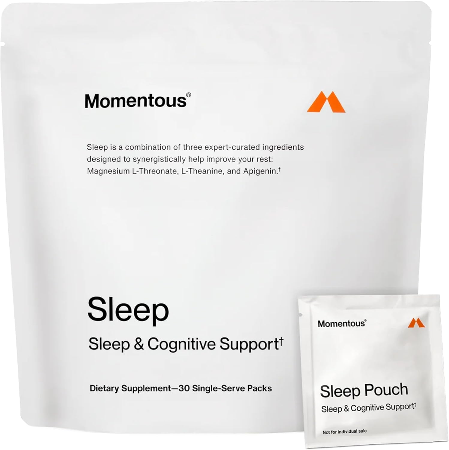Momentous Nightly Sleep Pack - Magnesium L-Threonate, L-Theanine, and Apigenin - NSF Certified for Sport - 30 Servings