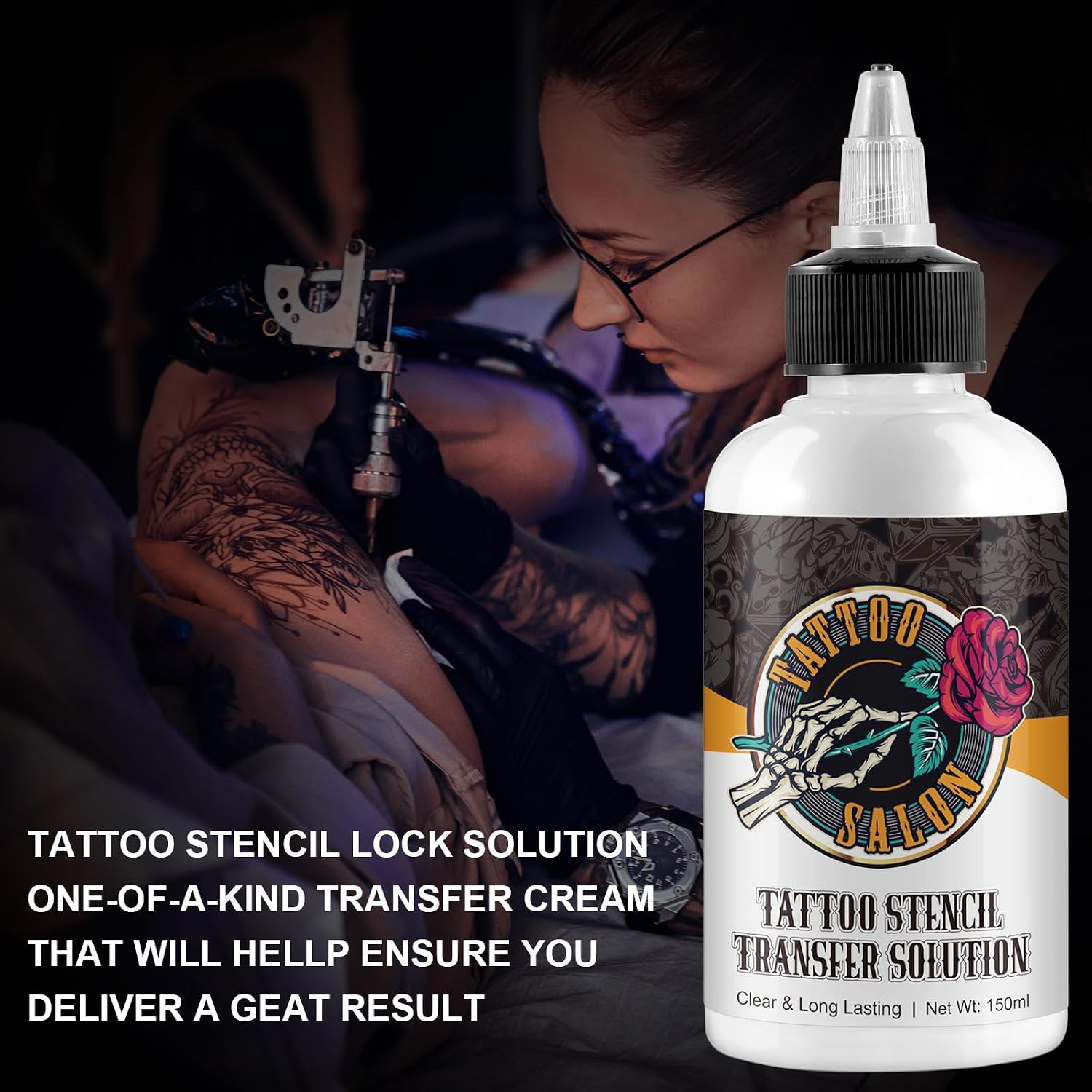 Tattoo Stencil Transfer Gel, 150ml Magic Cream for Stencil Paper & Machines, Vegan & Non-Toxic, Sharp & Long-Lasting Stencils for Tattoo Artists