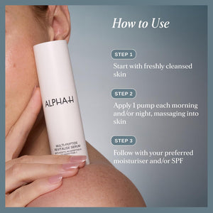 Alpha-H Multi-Peptide Face Serum - Firms & Plumps Fine Lines (30ml) | Peptide Blend Visibly Boosts Bounce & Elasticity, Lightweight, Fragrance-Free, Layers Under Moisturizer, Australian Made