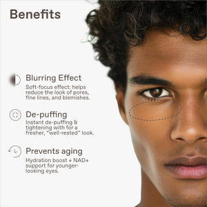 Under Eye Gel for Men, Caffeine Eye Cream, Peptides, RejuveNAD, Instant Tightening, Brightening, Depuffing for Under Eye Bags, Blurs Fine Lines and Dark Circles, 0.5 Fl Oz