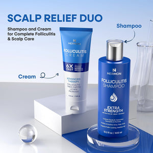 Hermon Folliculitis Shampoo for Itchy Scalp: Psoriasis, Dandruff & Seborrheic Dermatitis & Biotin – Soothes | Exfoliates | Reactivates Follicles 2 Packs