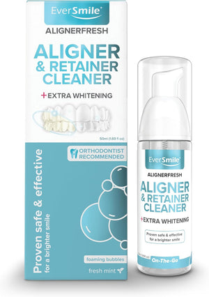 EverSmile AlignerFresh Enamel Guard Fluoride Foam – Aligner & Retainer Cleaner/Whitener with Enamel Protection – Strengthens, Protects & Whitens Teeth, Eliminates Bacteria – Fresh Mint, 1 Pack (50ml)