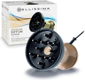 Bellissima Diffon Ceramic Diffuser Hair Dryer for Curly Hair - 2-in-1 Blow Dryer with Diffuser - Reduces Frizz, Defines Curls, Volumizes - Lightweight, Compact, Easy Hold Handle