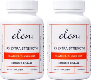Elon R3 Extra Strength for Hair Growth - Supplements for Women to Grow Thicker, Fuller Hair, Advanced Formula with 5000 mcg Biotin Per Serving & Collagen, 60 Count (Pack of 3)