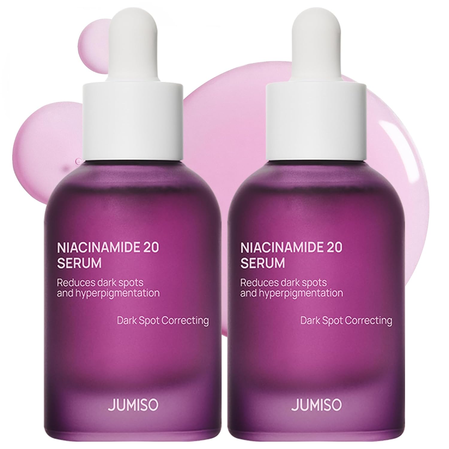 JUMISO 20% Niacinamide Dark Spot Serum 2-Pack, TXA + Glutathione, Korean | High-strength brightening for dark spots & uneven tone, Centella-soothed. Non-pilling water-gel; two 40ml bottles, vegan.