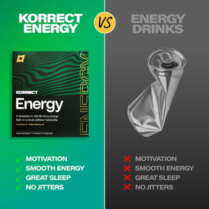 Korrect Energy Paraxanthine Supplement | Clean Energy & Focus Support | Caffeine Alternative for Mental Clarity & Jitter-Free Stamina | Vegan, Gluten Free, Non-GMO | 30 Capsules