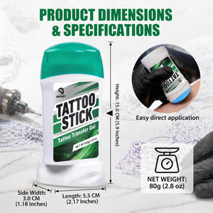 Tattoo Stencil Transfer Gel Stick, 3 Pack No-Mess Stencil Primer | 3 pack tattoo stencil transfer gel sticks, no-mess format, clear pattern placement, studio and practice setup