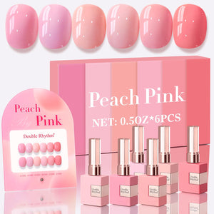 Double Rhythm 6 Pcs 15 ML Gel Polish Set Same Color Same Bottle Soak Off Gel Polish Kit Nail Art Manicure Salon DIY at Home for Women (Jelly Burgundy Red Glitter Silver -T6-56)