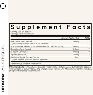 Codeage Liposomal Milk Thistle+ Supplement - Silymarin from Silybum Marianum, NAC, Artichoke Leaf, Dandelion Root, Alpha Lipoic Acid, BioPerine, Liposomal Delivery - Non-GMO - 60 Capsules