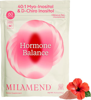 milamend Hormone Balance for Women 40:1 Myo-Inositol D-Chiro Inositol Supplement + CoQ10, ALA, & Amino Acids – Fertility, Ovarian & Cycle Support – Mixed Berry Powder – 28 Count Sticks