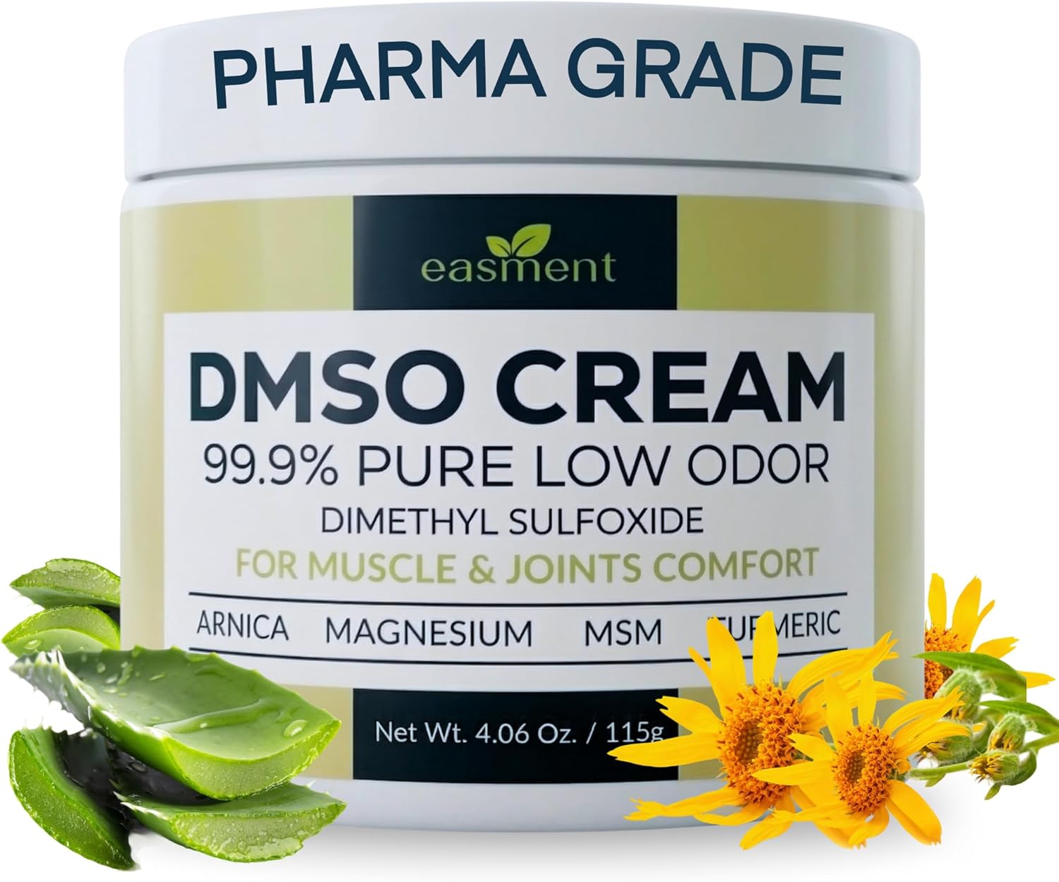 DMSO Cream 99.9% Pure Pharmaceutical Grade for Topical Muscle & Joint Comfort with MSM, Arnica & Magnesium - Support for Knees, Back, Shoulders and Workout Muscle Recovery