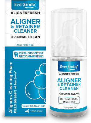 EverSmile AlignerFresh Extra Whitening Foam – Cleaner Compatible w/Invisalign and All Clear Aligners and Retainers – Eliminates Bacteria, Whitens Teeth, Fights Bad Breath – 50ml (1 Pack)