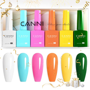 CANNI 6Pcs 9ml Hema-Free Nail Dehydrator Primer, Base Coat Reinforce Diamond Gel Top Coat and Matte Top Coat Gel Nail Polish Set, Soak Off LED Nail Gel Polish Set Nail Art Starter Manicure Salon