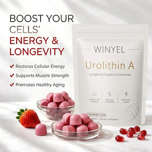 Urolithin A Supplement Gummies 500mg with Trans-Resveratrol, CoQ10 Mitochondrial & Cellular Energy Support for Healthy Aging, Muscle Strength & Longevity Vegan, Non-GMO, 60 Count