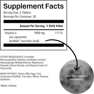 Haroutine Liposomal Vitamin C 1000mg Tablets – High Absorption Immune & Antioxidant Support – Supplement for Skin & Wellness – 60 Tablets, 30 Servings