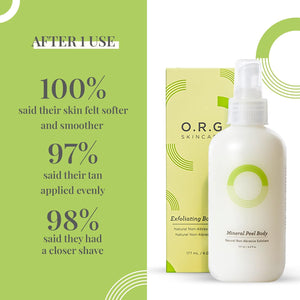 O.R.G Skincare Mineral Peel Body Exfoliator - K-Beauty Body Peel for Smooth, Glowing Skin - Gentle Non-Abrasive Exfoliating Formula for Sensitive Skin, Natural & Cruelty-Free, 6 ounces