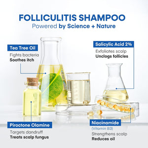 Hermon Folliculitis Shampoo for Itchy Scalp: Psoriasis, Dandruff & Seborrheic Dermatitis & Biotin – Soothes | Exfoliates | Reactivates Follicles 2 Packs