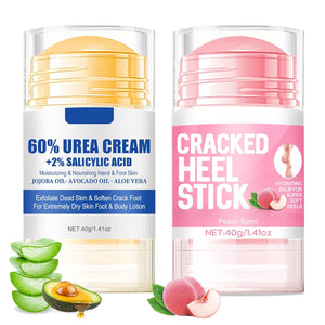 2pcs 60% Urea Hydrating and Anti-Cracking Foot Cream, Moisturising and Relieves Cracking and Dryness Foot Cream for Dry Cracked Feet And Hands（aloe + peach）