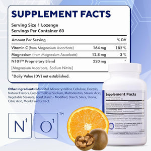 N1O1 Nitric Oxide Lozenges for Heart Health Support - Dietary Supplement for Blood Flow, Oxygenation and Blood Pressure - 180 Count