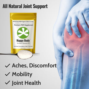 Organic Sulfur Crystals | 99.9% Pure MSM | Joints, Hair & Skin | 1 Pack | Organic Sulfur Crystals | 99.9% Pure MSM | Joints, Recovery, Hair, Skin & Much More | 100% Additive-Free | By Happy Body™