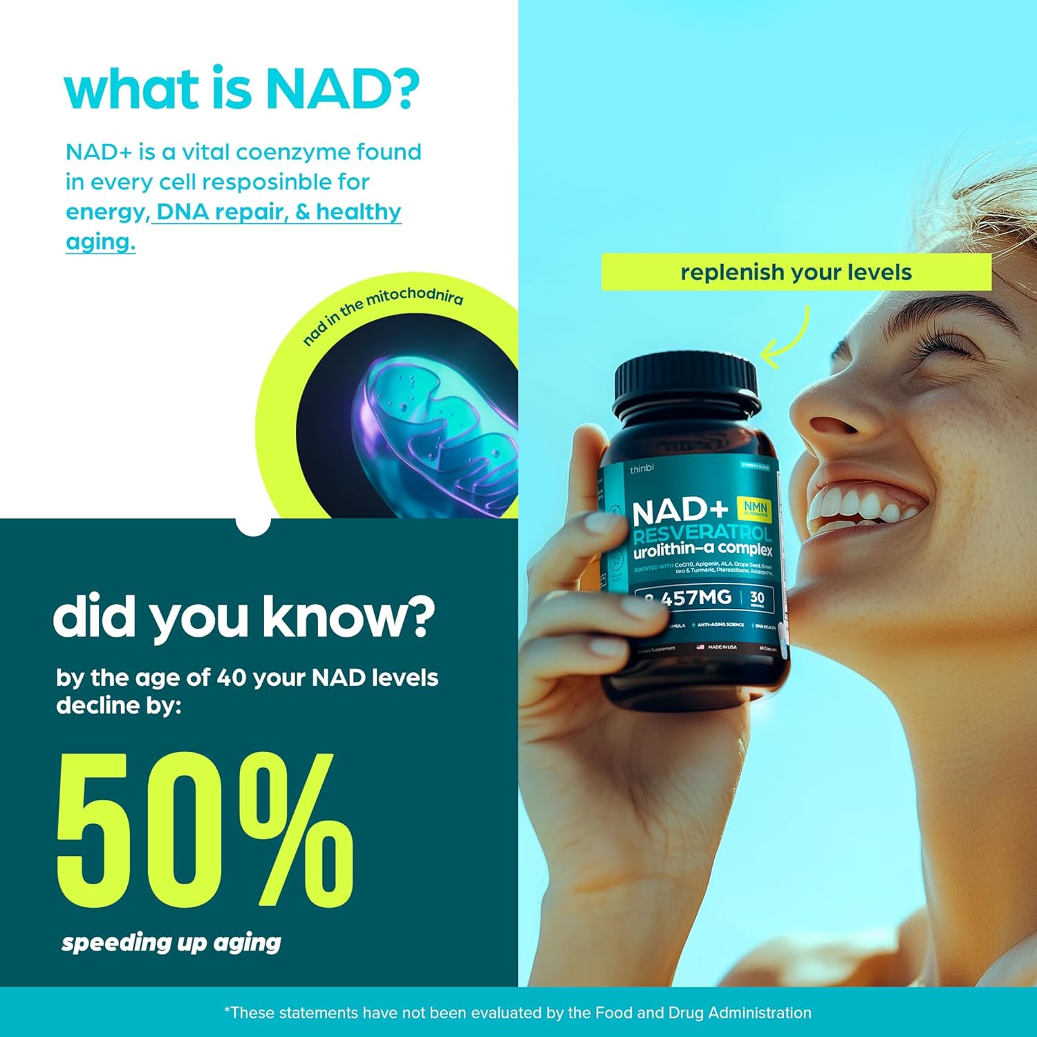 NAD Supplement Mg 8457Extra Strength NMN Alternative Liposomal + Green Tea for Women & Men w/Urolithin A, Resveratrol, CoQ10, Alpha Lipoic Acid