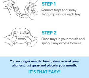 EverSmile AlignerFresh Cleaning Spray for Invisalign and All Clear Aligners and Retainers – On-the-Go Cleaning & Teeth Whitening, Kills Bacteria, Fights Bad Breath – Mint Flavor, 10ml (2 Pack)