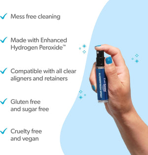 EverSmile AlignerFresh Cleaning Spray for Invisalign and All Clear Aligners and Retainers – On-the-Go Cleaning & Teeth Whitening, Kills Bacteria, Fights Bad Breath – Mint Flavor, 10ml (2 Pack)