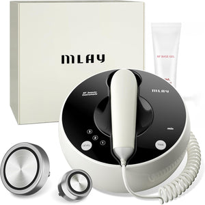 MLAY Professional RF Beauty Machine, Radio Frequency Face Machine with 2 Probes, at Home Radio Frequency Skin Tightening for Lifting, Wrinkle Reducing, Anti Aging - Salon Effects（Gel Included）