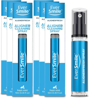EverSmile AlignerFresh Cleaning Spray for Invisalign and All Clear Aligners and Retainers – On-the-Go Cleaning & Teeth Whitening, Kills Bacteria, Fights Bad Breath – Mint Flavor, 10ml (2 Pack)