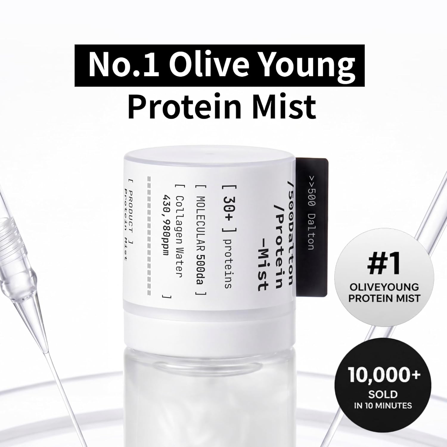 millimilli 500 Dalton Protein Mist with 30 Collagen Peptides, Korean Derma Serum Mist for Anti-Aging, Hypoallergenic Hydrating Plumping Spray for Fine Lines & Wrinkles, Korean Skin Care, 1.86 fl.oz.