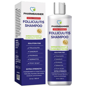 PHARMBANNER Anti-Fungal Shampoo and Conditioner Set – Tea Tree & Argan Oil for Folliculitis, Seborrheic Dermatitis, Scalp Psoriasis – Relieves Itchy, Flaky, Dry Scalp – Sulfate & Paraben Free