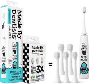 Made by Dentists Kids Electric Toothbrush - Rechargeable Vibrating Toothbrush with Timer, Includes 6 Replacement Heads, Gently Cleans Teeth, Kid & Toddlers Age 2+, Monster